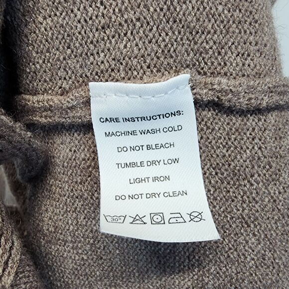 Made With Love Snap Front Cardigan Sweater Size XL Taupe Round Neck Soft Boxy - Picture 14 of 16